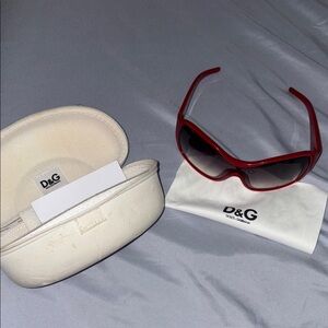 Dolce & Gabbana Red Sunglasses with Protective Cases